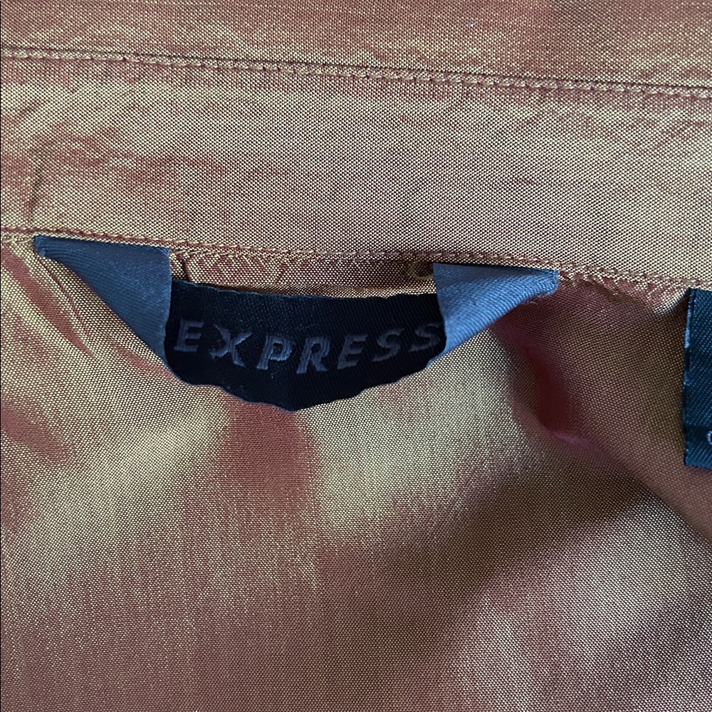 Express Shiny Gold/Copper Raw Silk Blouse sz 5/6 (M) - Picture 7 of 8